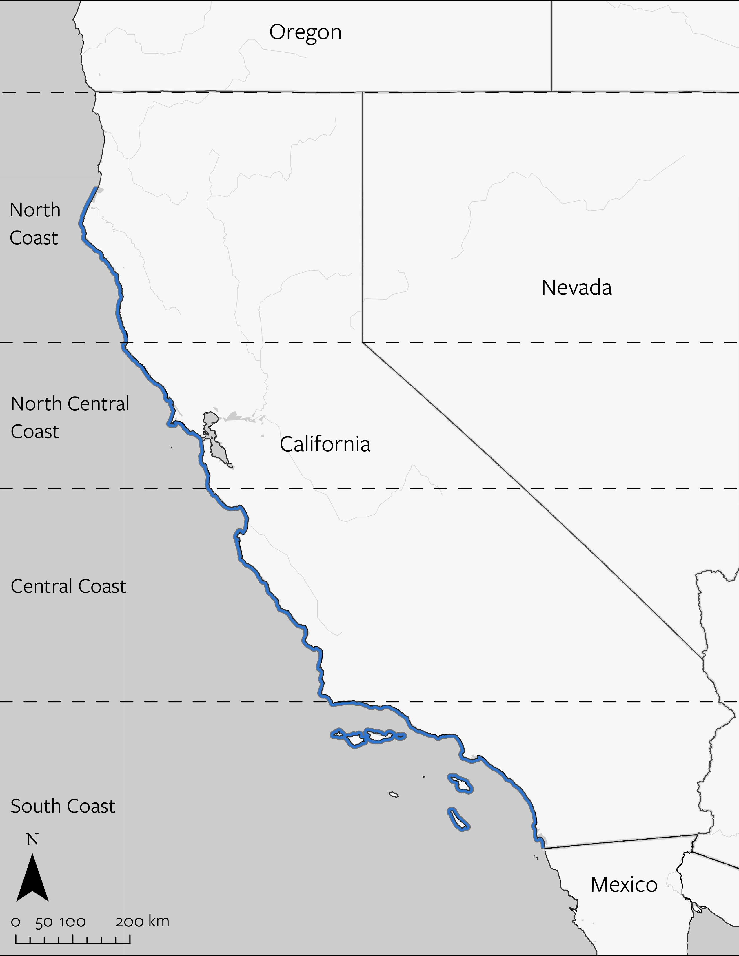 Golden Rockweed's geographic range in California