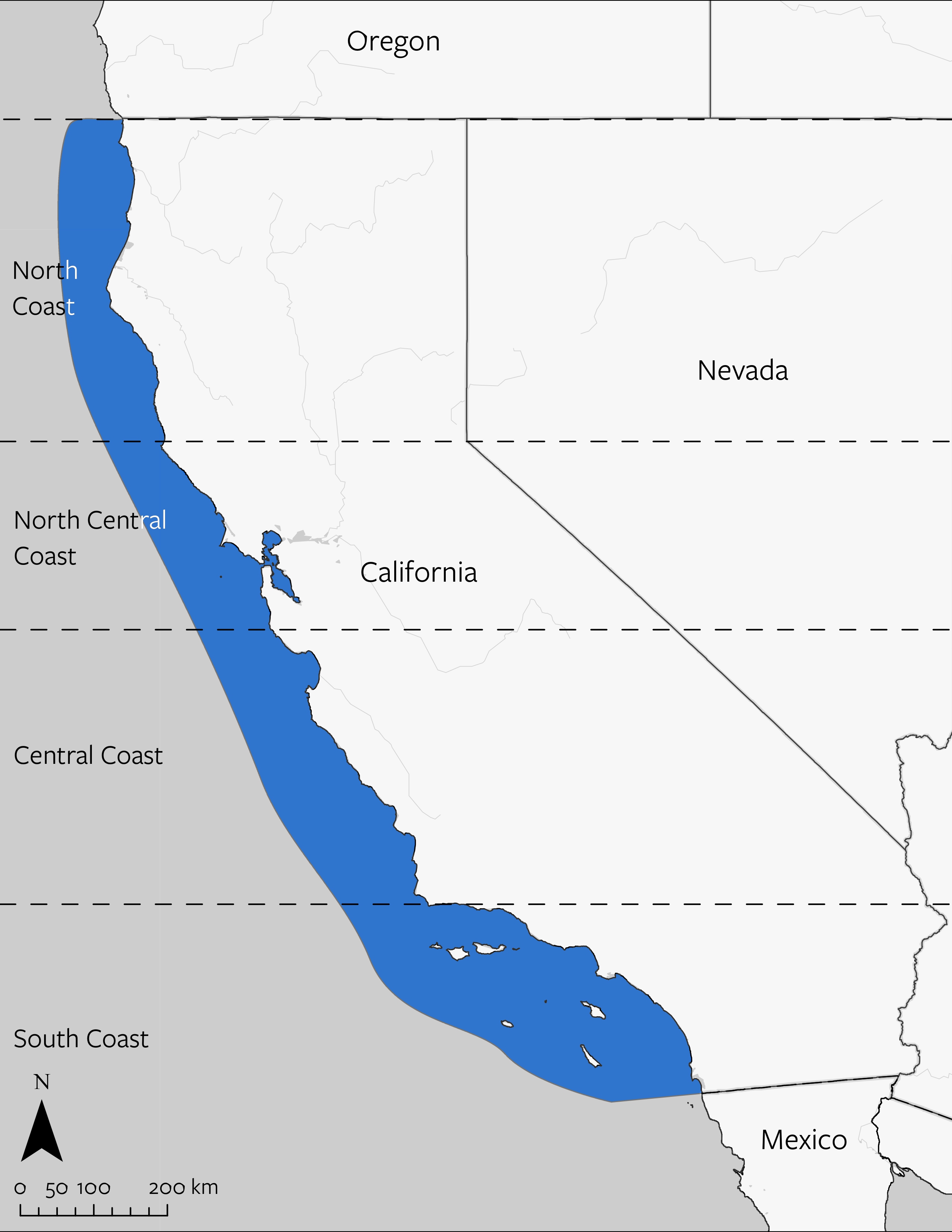 Pacific Sardine's geographic range in California